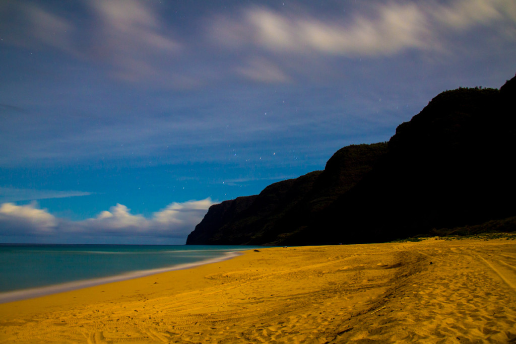 Looking Toward the Na Pali Coast on a moonlit night
